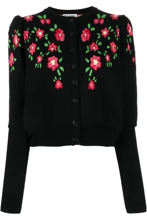 Molly Goddard Blomstret intarsia-strikket cardigan