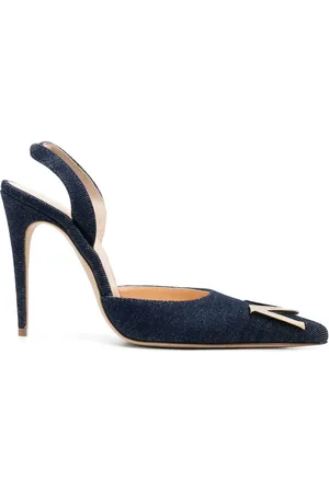 MAGDA BUTRYM 110 mm slingback-pumps i denim med spids snude