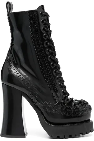 Moschino 120mm læderstøvler med snøre