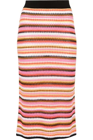 Missoni Ribstrikket mellemlang nederdel med striber
