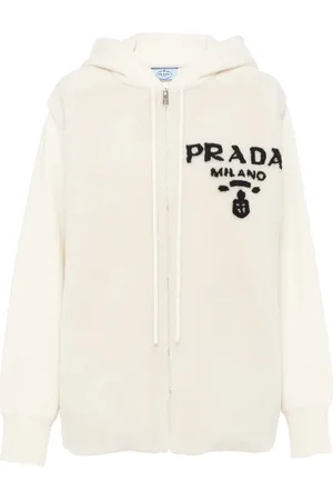 Prada Hættetrøje i lammeskind med logo-intarsia