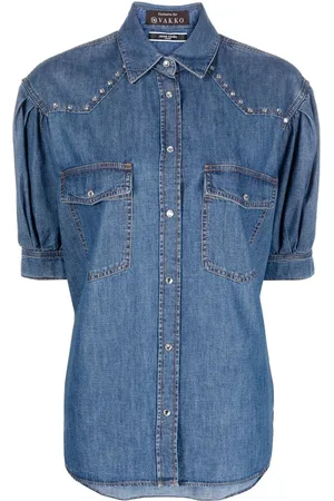 Jacob Cohen Denimskjorte med krystaludsmykninger