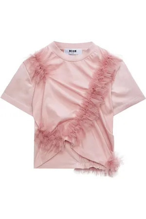 Msgm T-shirt med samlet detalje og flæser