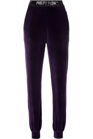 Philipp Plein Joggingbukser i velour med logolinning