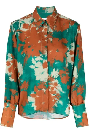 Maison Kitsuné Skjorte med blomstertryk og spread-krave