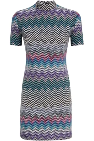 Missoni Kort kjole med korte ærmer og zigzagmønster
