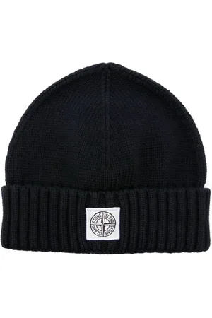Stone Island Ribstrikket hue med logomærke