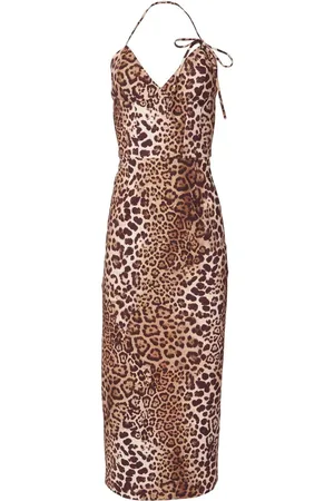 Carolina Herrera Kjole med halterneck og leopardtryk