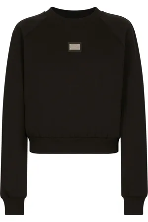 Dolce & Gabbana Sweatshirt med rund hals og logoplade