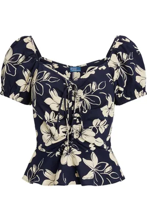 Ralph Lauren Ruchet bluse med blomstertryk