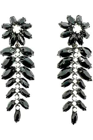 JENNIFER GIBSON JEWELLERY Vintage Hattie Carnegie Monochrome Floral Drop Earrings 1960s