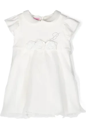 MISS BLUMARINE Kjole med blomstret applikation og rhinstenlogo