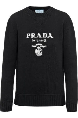 Prada Intarsiastrikket trøje med logo