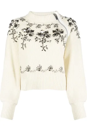 SACAI Uldtrøje med blomstrede nitter