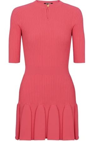 Balmain Kort ribstrikket kjole