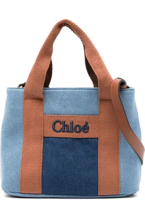 Chloé Tote i denim med broderet logo