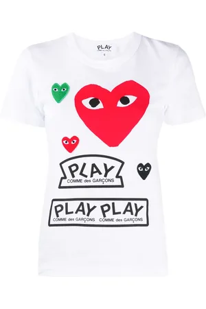 Comme des Garçons Kortærmet T-shirt med hjertetryk