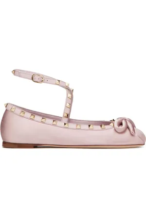 VALENTINO GARAVANI Ballerinaer i satin med Rockstud-rem