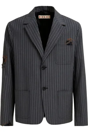 Marni Stribet blazer med slitageeffekt