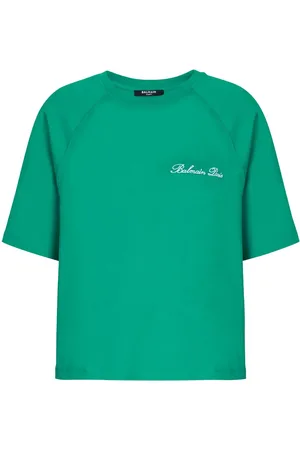 Balmain Cropped T-shirt med broderi
