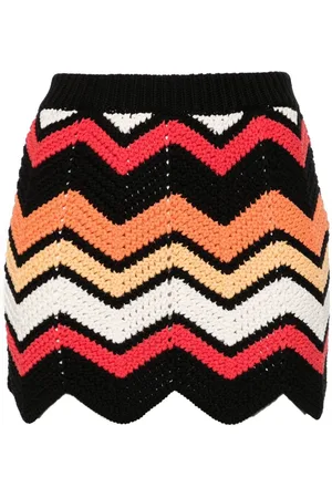 Alanui Kort Kaleidoscopic chevron-strikket nederdel