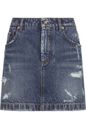 Dolce & Gabbana Denimnederdel med slitageeffekt