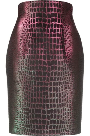 Balmain Pencil-nederdel med præget krokodilleeffekt