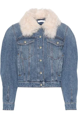 Chloé Denimjakke med lammeskindskrave