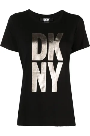 DKNY T-shirt i jersey med metallisk finish og logotryk