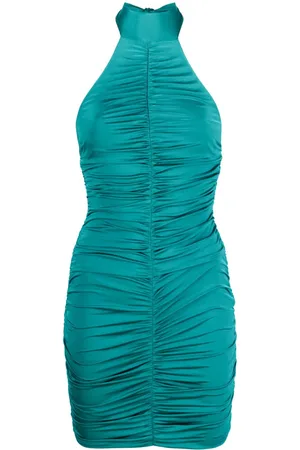 Noire Swimwear Kort ruchet kjole med halterneck
