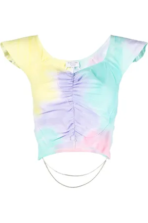 Collina Strada Top med batiktryk og ruche