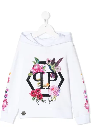 Philipp Plein Hættetrøje med krystalblomster
