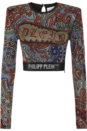 Philipp Plein Croptop med rhinstenudsmykning