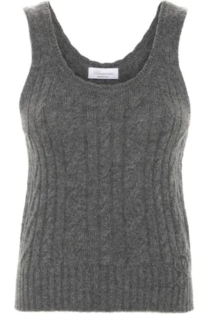 BLUMARINE Kabelstrikket top med broderet logo