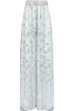 Nina Ricci Palazzo-bukser i blomstret jacquard