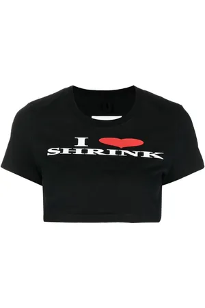 DOUBLET Cropped T-shirt med slogan-tryk