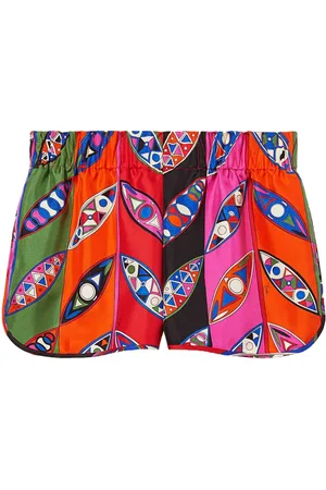 Puccini Silkeshorts med elastiklinning og abstrakt print