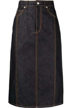 Alexander McQueen Nederdel i denim med kontrastsøm