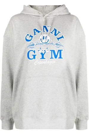 Ganni Hættetrøje i økologisk bomuld med Gym-tryk