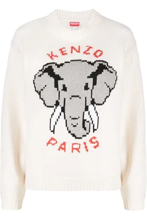 Kenzo Intarsiastrikket trøje med elefantmotiv