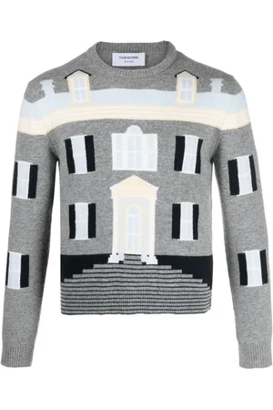 Thom Browne Intarsia-strikket trøje med hestemotiv