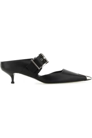 Alexander McQueen 40mm Punk mules i læder med spænde