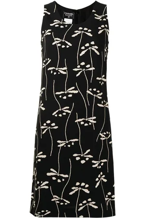 CHANEL Knælang kjole med blomsterprint fra 1998