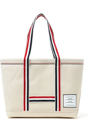 Thom Browne Lille offwhite Tool-tote i dobbeltvævet bomuld