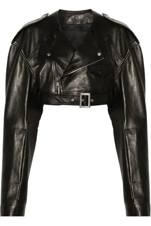 Rick Owens Cropped Micro Biker læderjakke