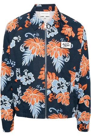 Maison Kitsuné Jakke med lynlås og blomstertryk