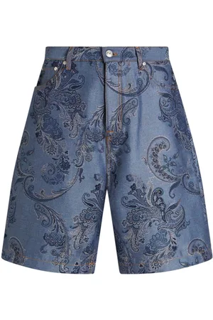 Etro Bermuda-shorts i denim med paisley-jacquard