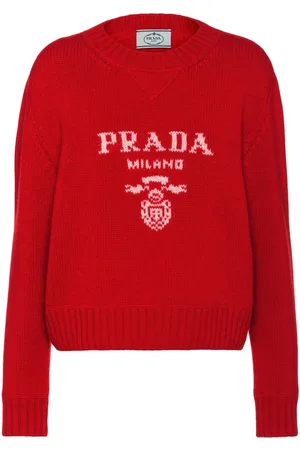 Prada Intarsiastrikket trøje med logo