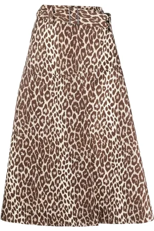 Jil Sander Mellemlang leopardmønstret nederdel