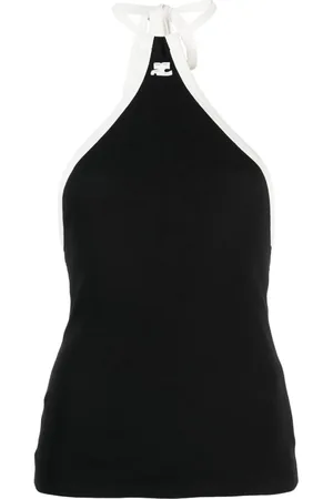 Courrèges Top med halterneck og broderet logo